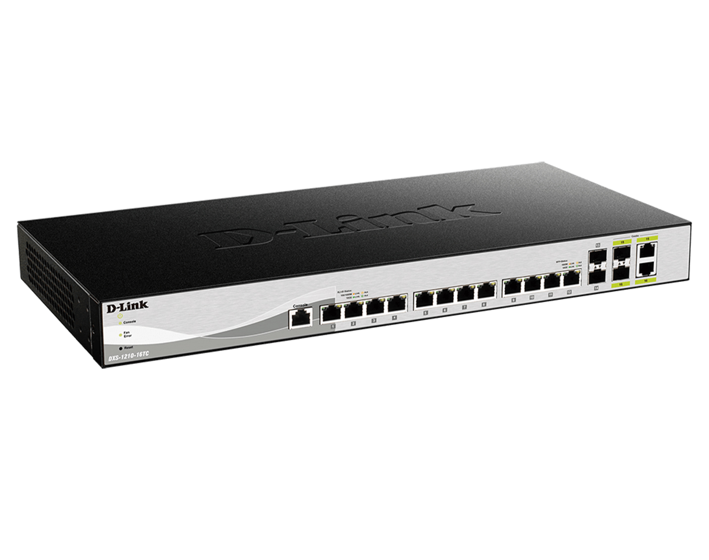 سوئیچ شبکه مدیریتی 14 پورت + 2 پورت SFP دی لینک مدل DXS-1210-16TC-2